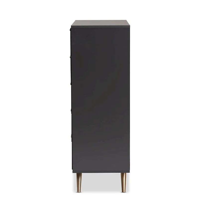 Kelson Modern Dark Grey and Gold Finished Wood 5-Drawer Chest