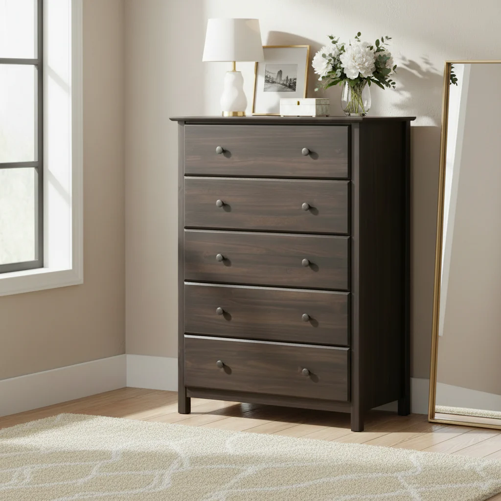 Grain Wood Furniture 5-drawer Solid Wood Chest