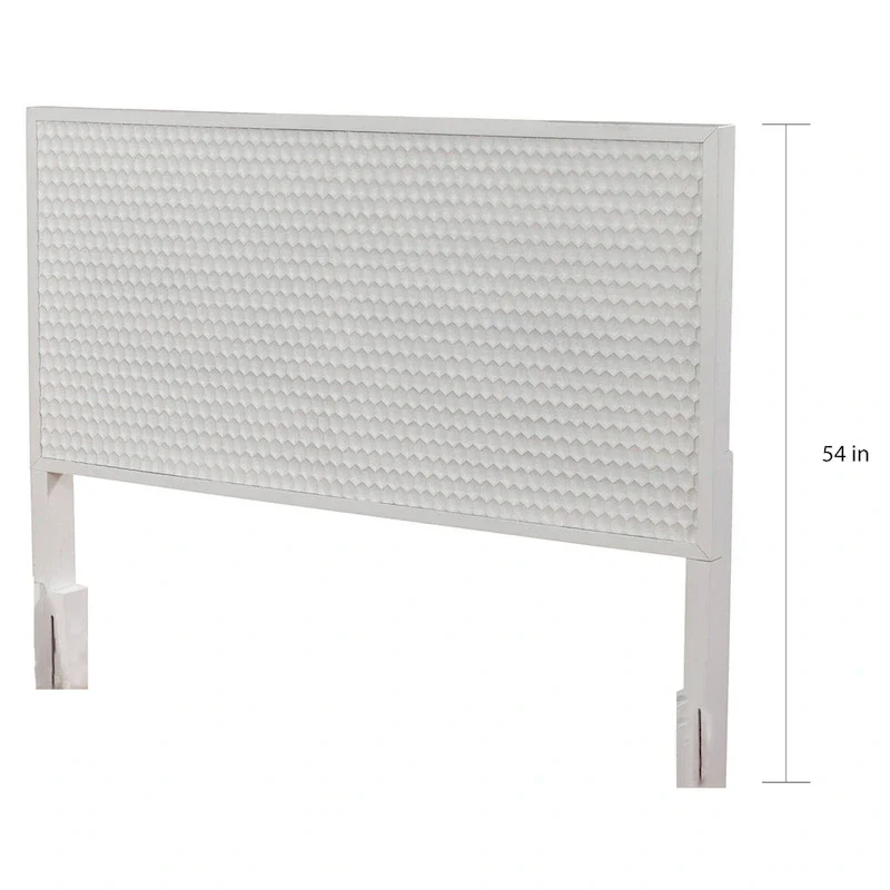 White Pearl Wood Headboard with Textured Finish