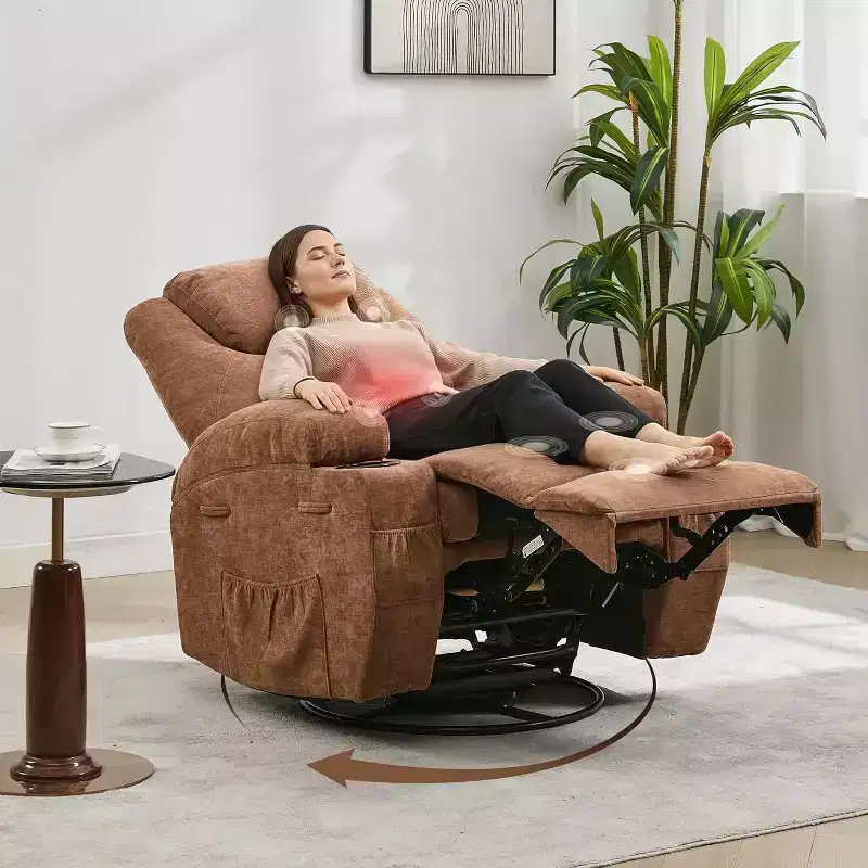 360 Swivel Rocker Recliner Chair with Massage and Heat Function