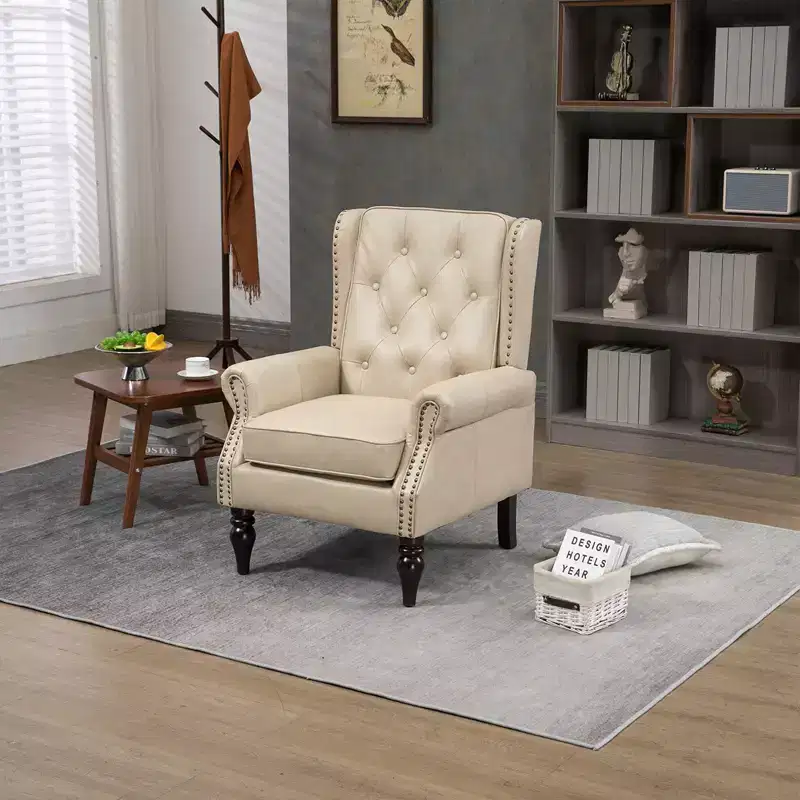 Lounge Chair, Wood Frame Armchair with Removable Cushion, Modern Accent Chair Leisure Chair Compatible with Living Room , Bedroom