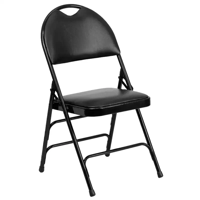 Extra Large Ultra-Premium Triple Braced Metal Folding Chair with Easy-Carry Handle