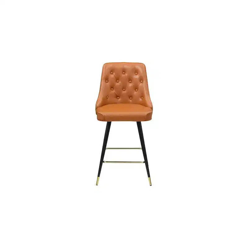 Meridian Furniture,Portnoy Cognac Vegan Leather Counter/Bar Stool, Set of 2