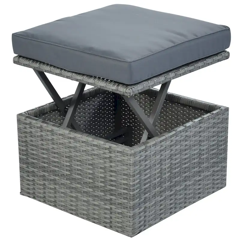 Modular Daybed Sunbed Patio Canopy Bed Wicker Conversation Set
