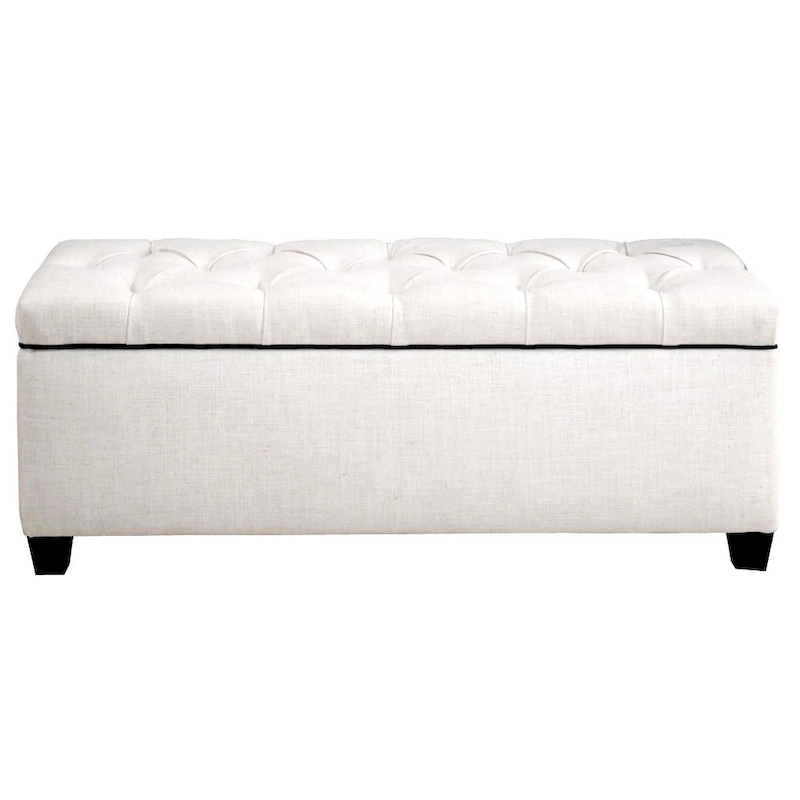 Sole Secret Loft Magnolia Fabric Shoe Storage Bench with Espresso Legs