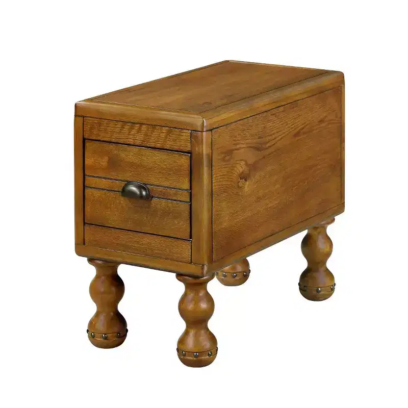 Hostack 23.6'' Vintage Rectangle Wood End Table for Small Spaces and Living Room, Antique Brown