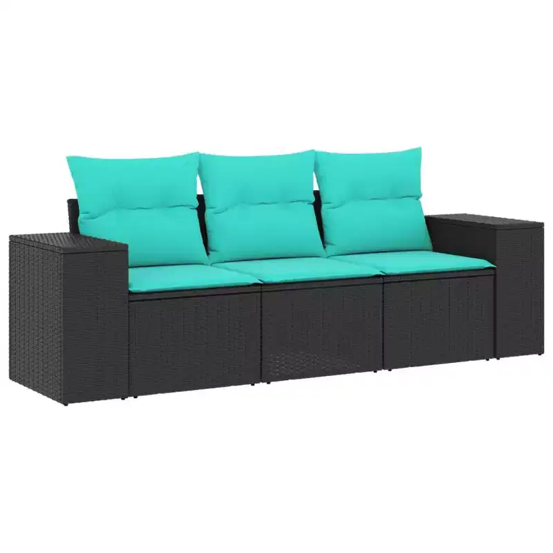 vidaXL Patio Sofa Set Poly Rattan, Powder-Coated Steel Large