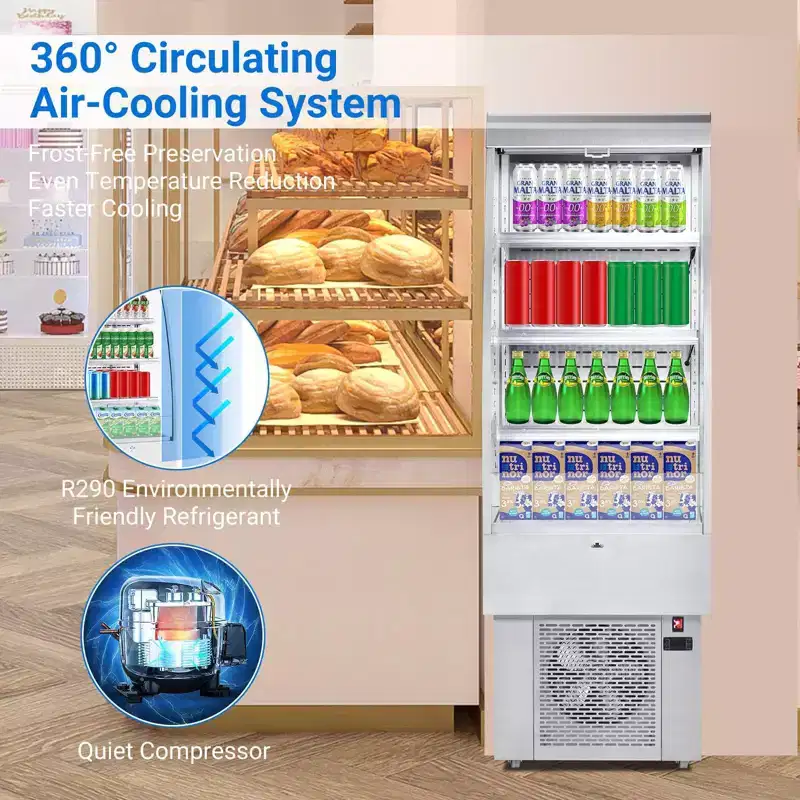 Pastry Display, Refrigerated Display - 8.8 Cu.Ft Commercial Countertop Pastry Fridge with Tempered Glass Door, LED Lighting, Adjustable Shelves, White