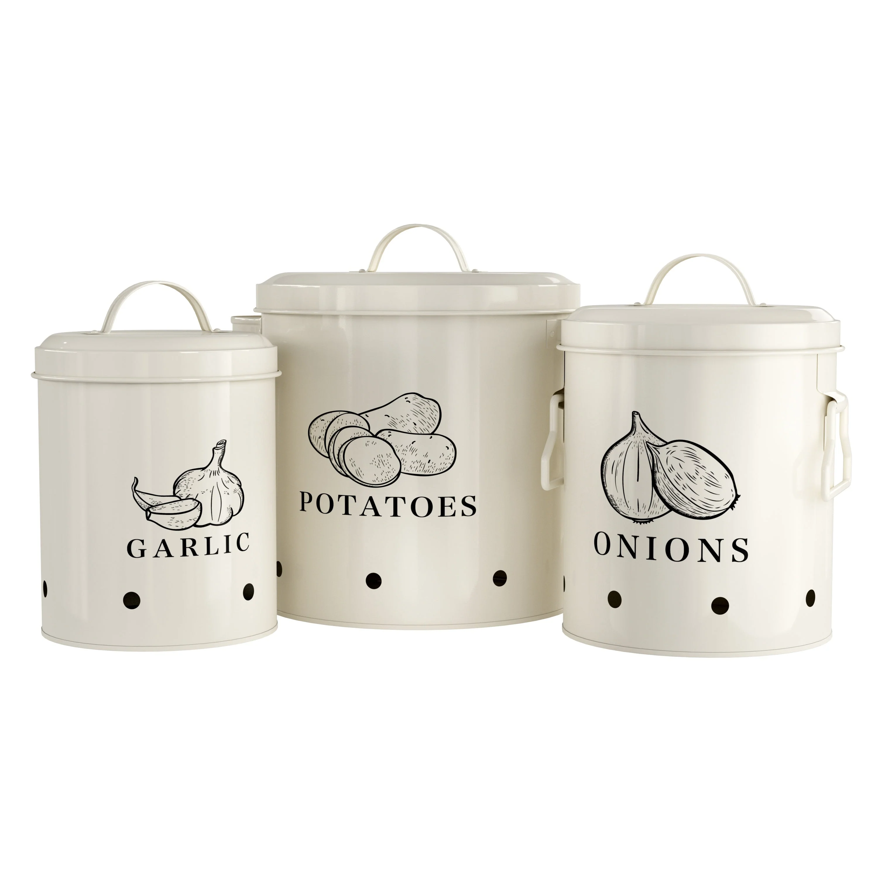 Potato, Onion & Garlic Kitchen Storage Canisters, Set of 3