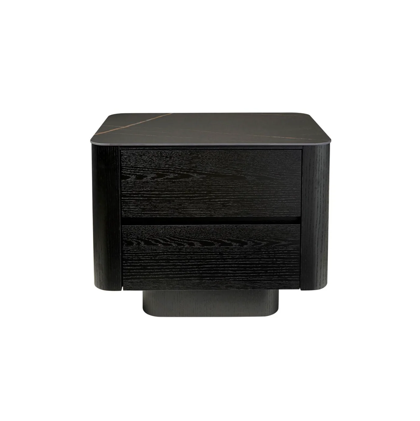Black Marble Bedside Table with Storage for Bedroom