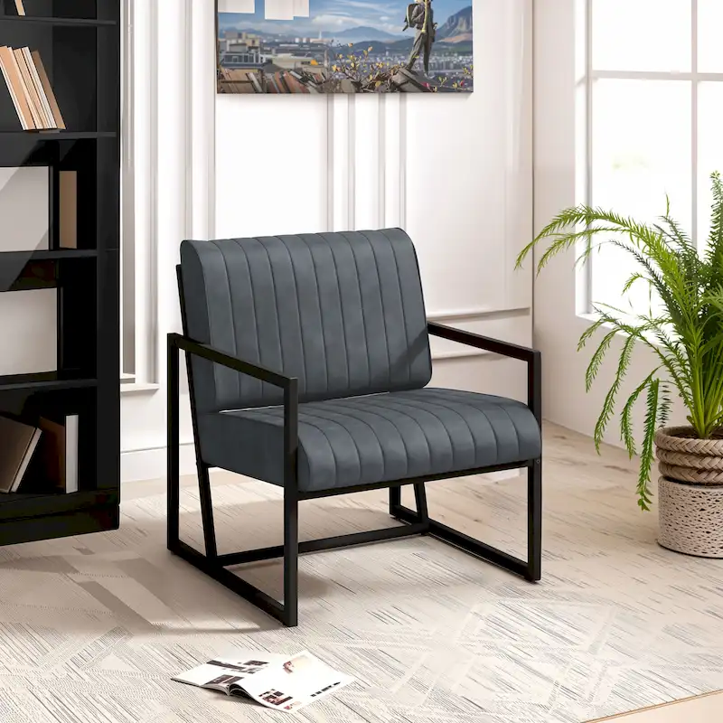 PU Leather Accent Chair with Padded Backrest
