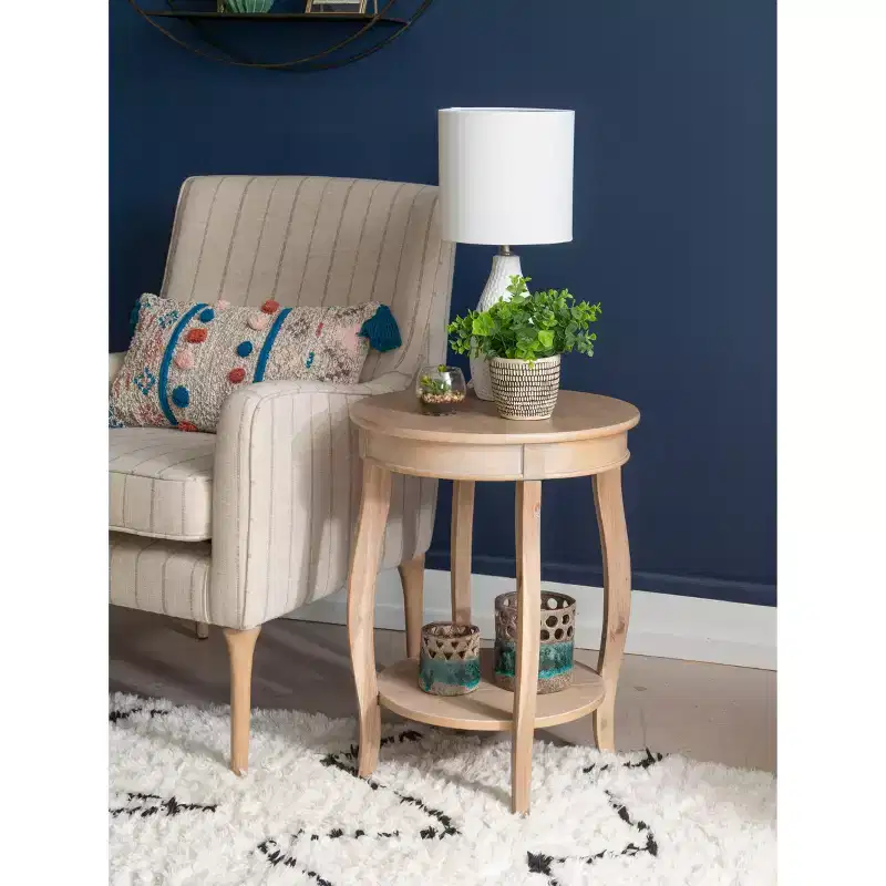 Round Accent Side Table Natural Wood