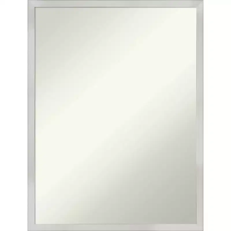 Silver Rectangular Wood Frame Wall Mirror, Single, 19.5