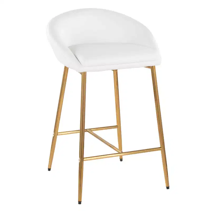 LumiSource Set of 2 26" Matisse Glam Counter Height Barstools Gold Metal Frame/White Faux Leather