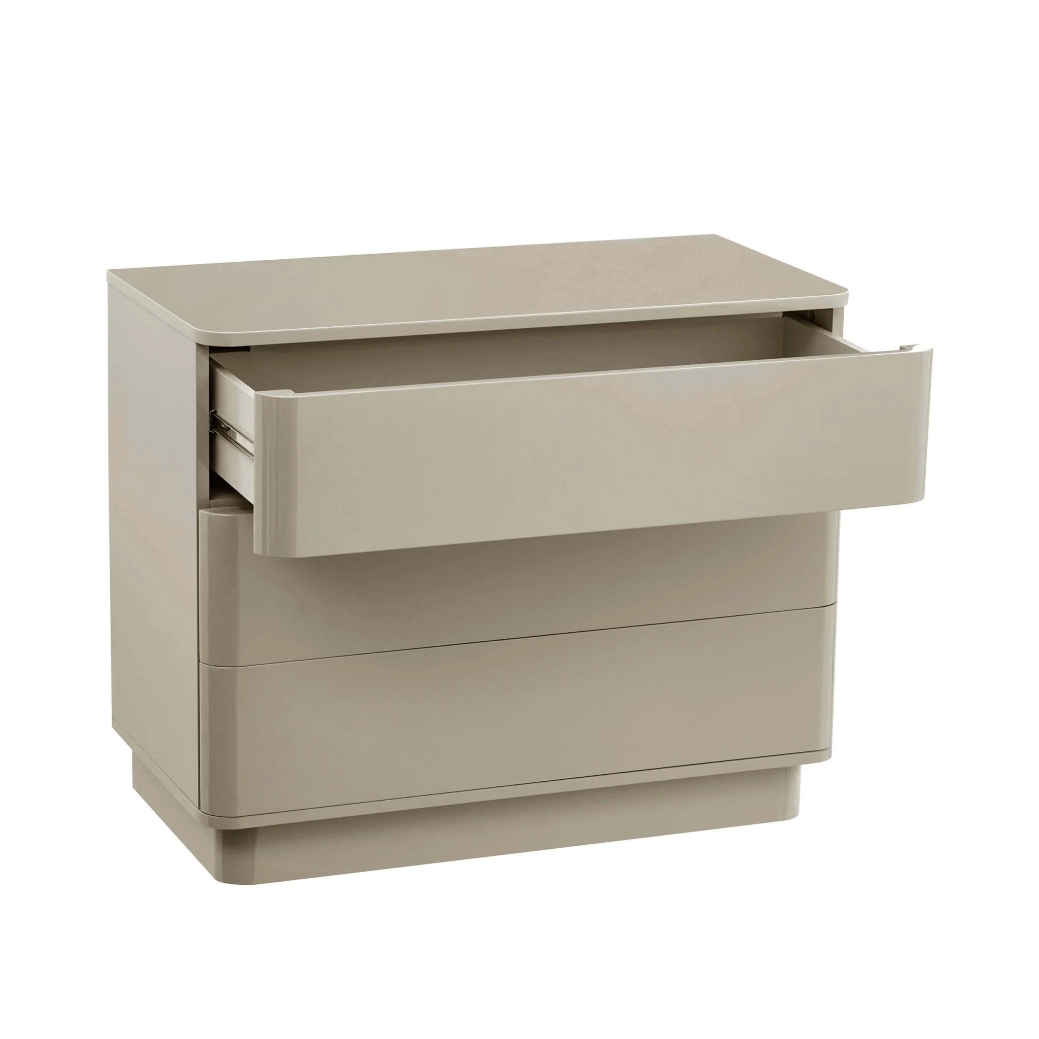 High Gloss 3 Drawer Chest - Taupe
