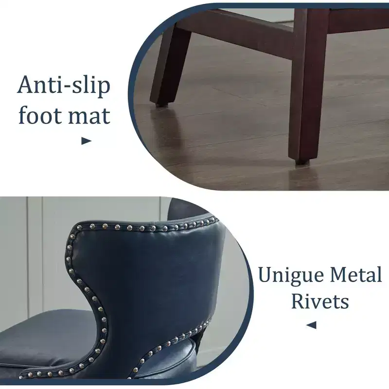 Swivel Nailhead Counter Bar Stools Set of 2 Upholstered 360° Solid Wood Legs 26