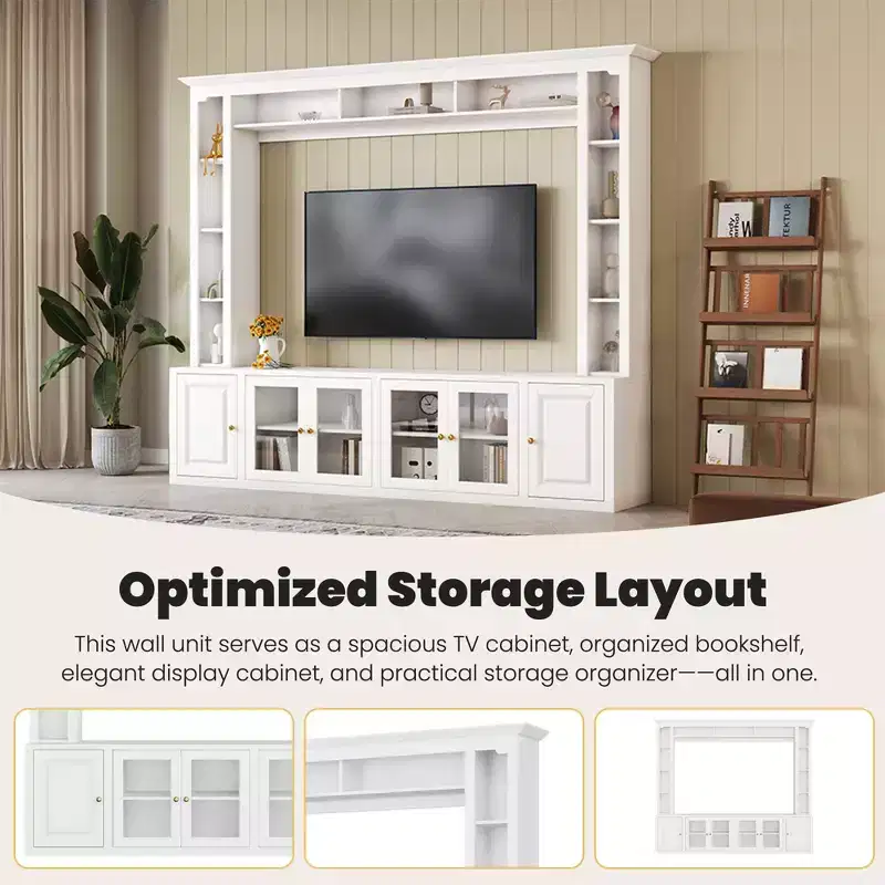GDFStudio Esther Modern Entertainment Center Wall Unit with Bookshelves and Adjustable Shelves