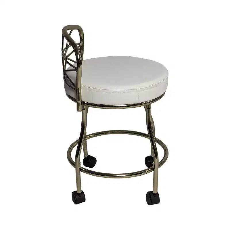 Carolina Living Diana X Back Vanity Bench with Casters Gold: Elegant Faux Leather, Metal Frame, Round Shape