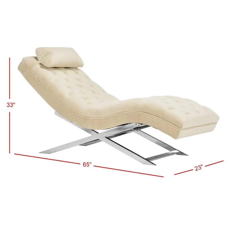 SAFAVIEH Cheri Chaise with Round Pillow - 65Wx23Dx33H