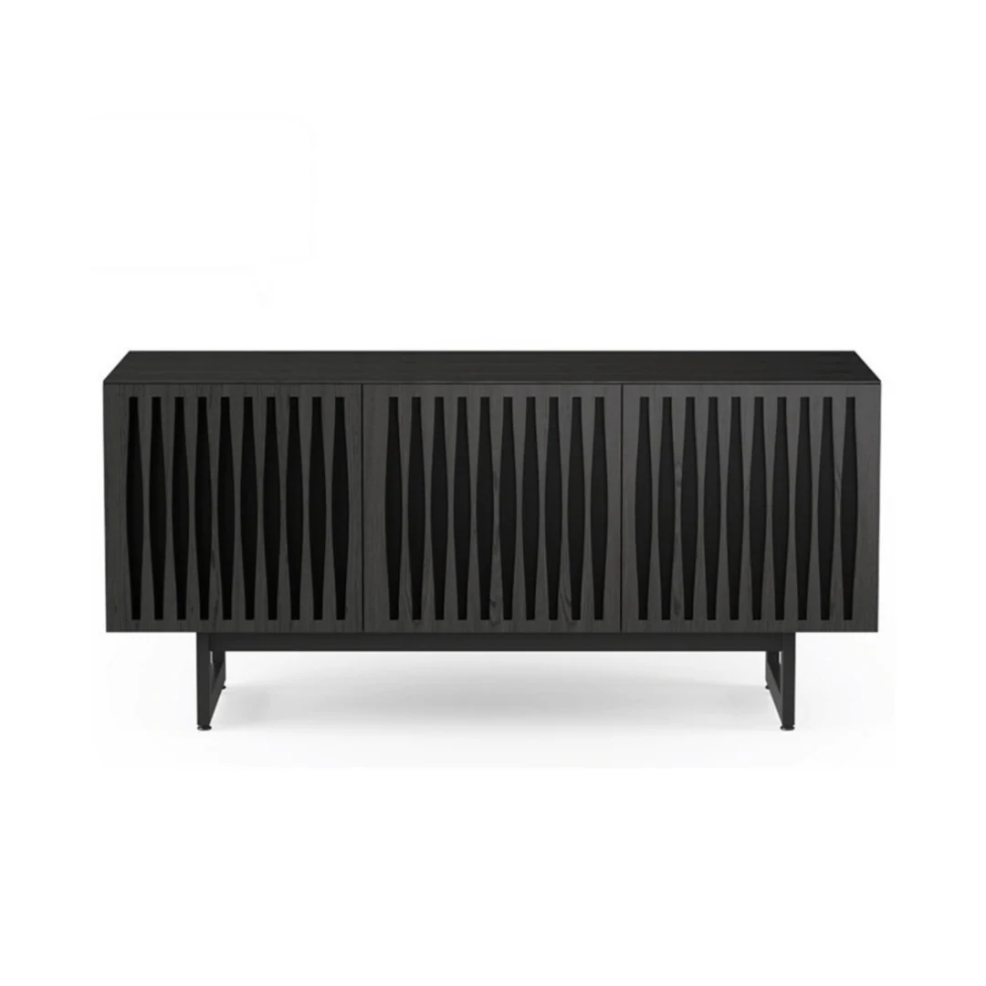 Mid-Century Charcoal Metal Entertainment Cabinet for Living Room