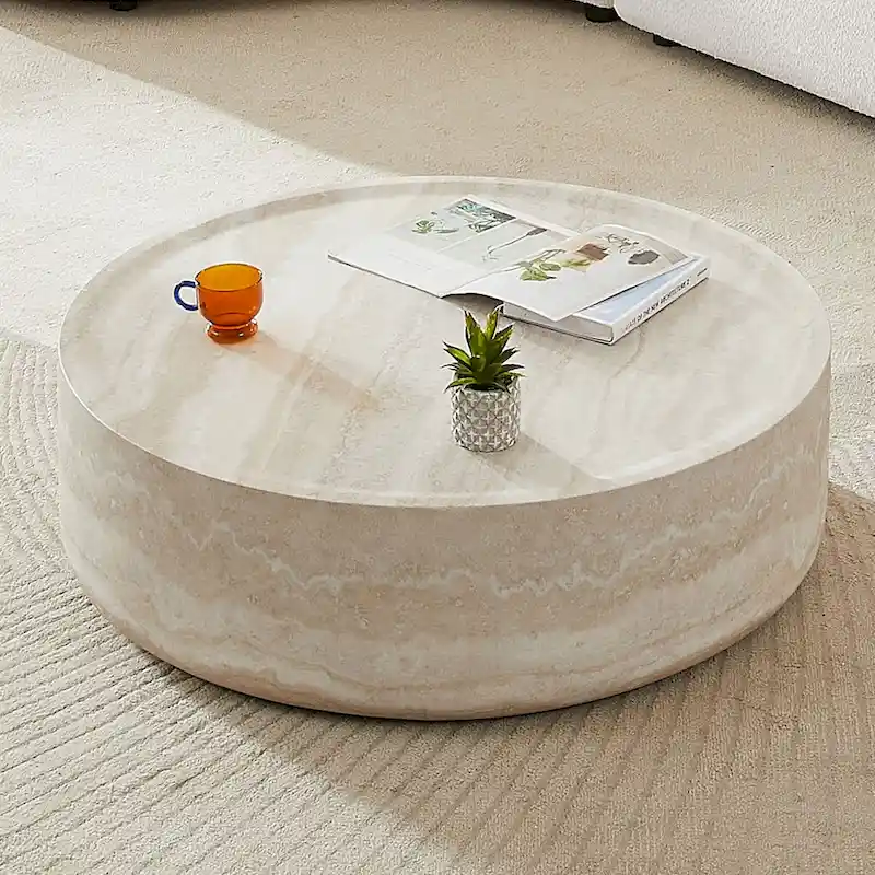 31.49 Round Faux MARS Pattern Coffee Tables No Need Assembly
