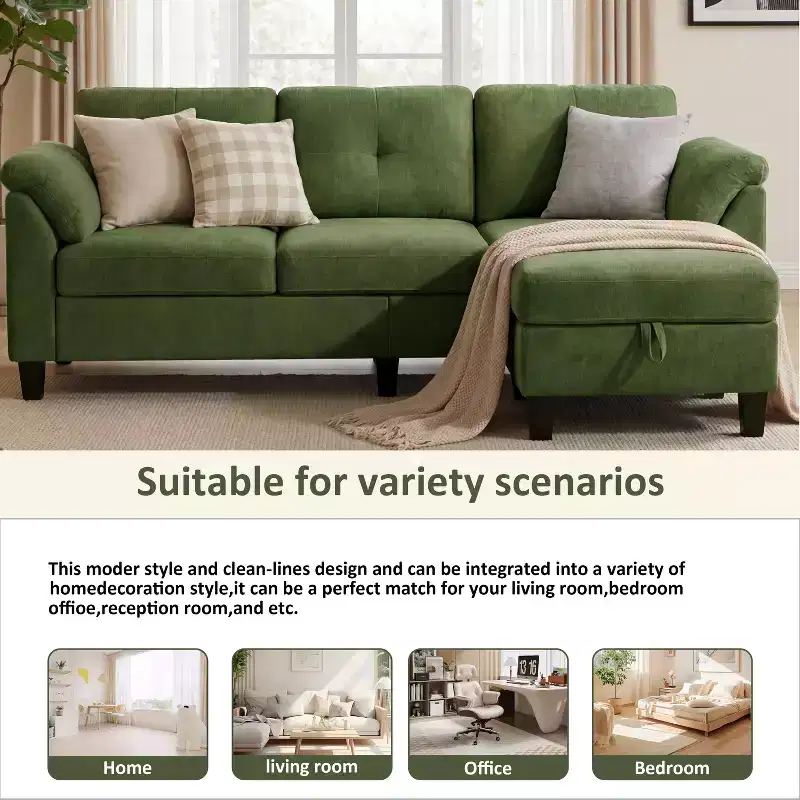 Dyonery 76.4-inch Modern Style Three-seater Sofa with Armrests and Pillows in Chenille Beige