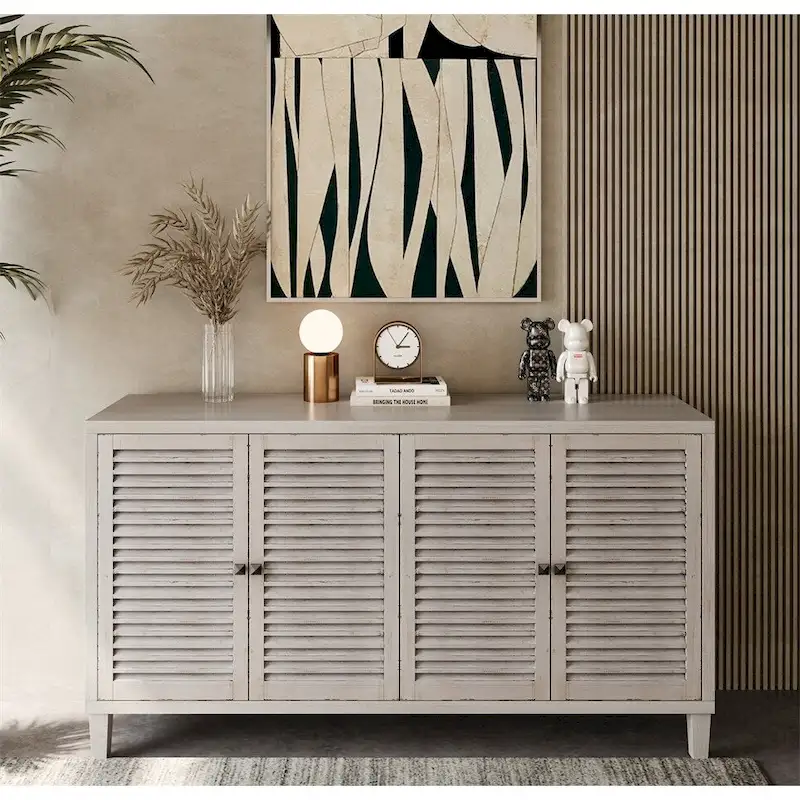 4 Shutter Door Wooden Cabinet Sideboard Buffet Server Cabinet