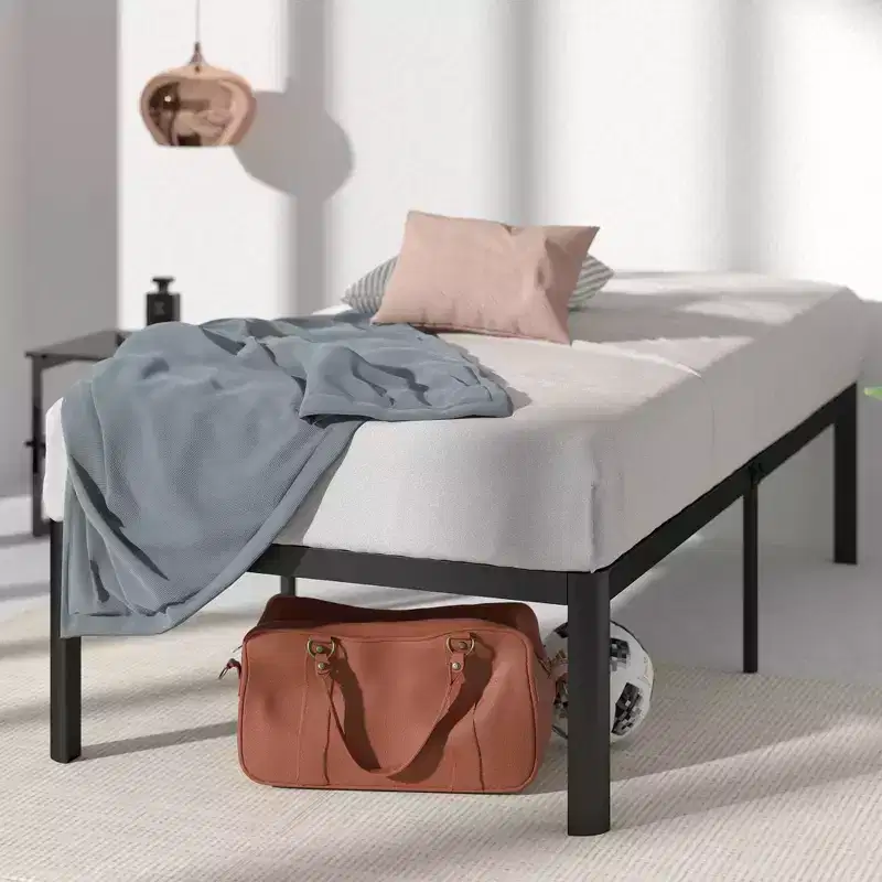 16 Van Metal Platform Bed Frame with Steel Slat Support Black - Zinus
