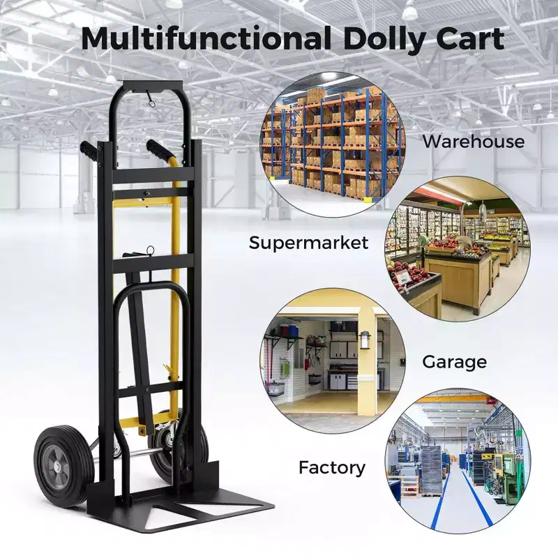 Costway 3-in-1 Convertible Hand Truck with 4 Rubber Wheels 1000 lbs Max Load Capacity