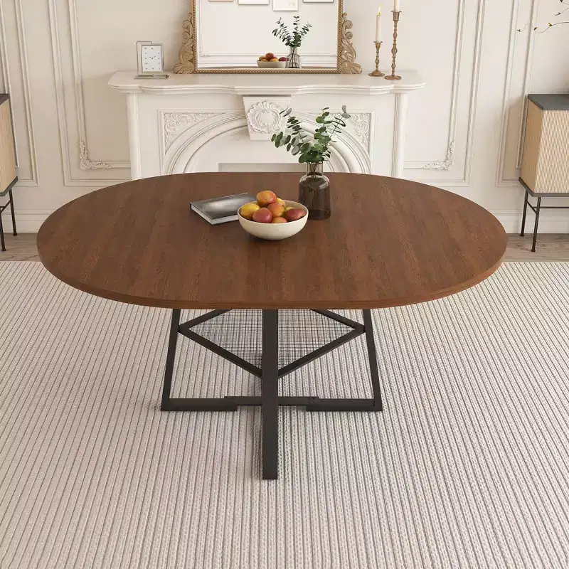 GDFStudio Rakesh Modern Extendable Metal Round Dining Table with Wire Grid Shelf