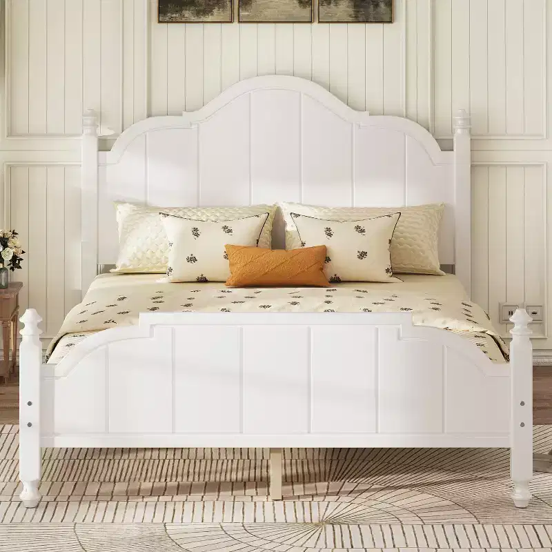 Wood Platform Bed with Headboard, Queen 40.55