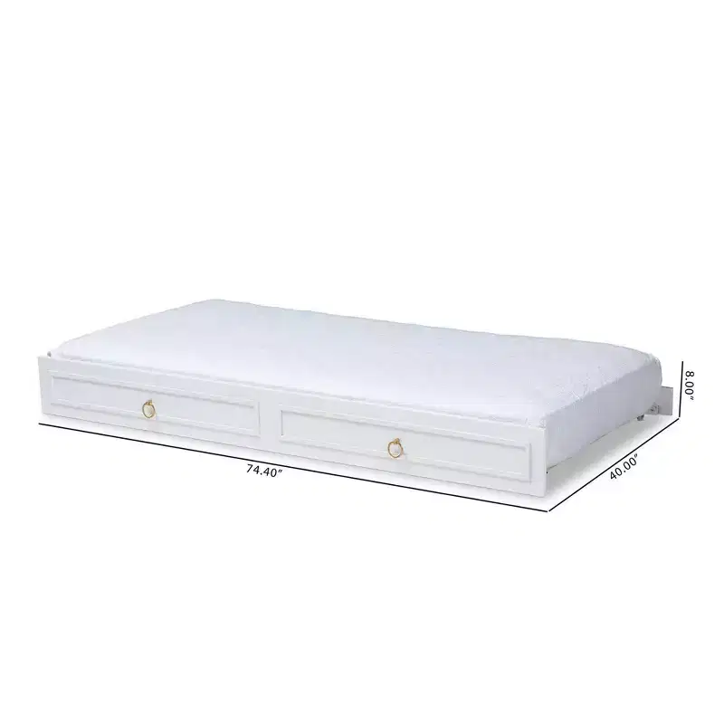 Twin Mariana White Finished Wood Trundle White -