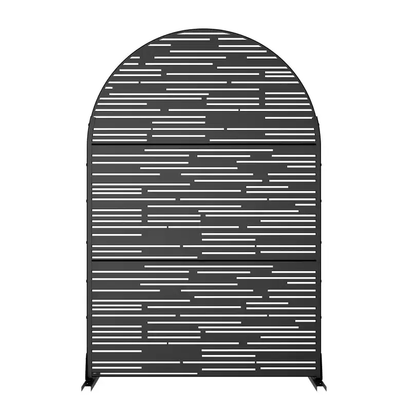 Shine Light-Shadow A-Style Black Arched Galvanized Steel Screen 183x120x40cm