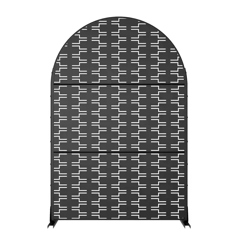 Brick black arched galvanized sheet screen 71.37x46.8inch panel folding room partition