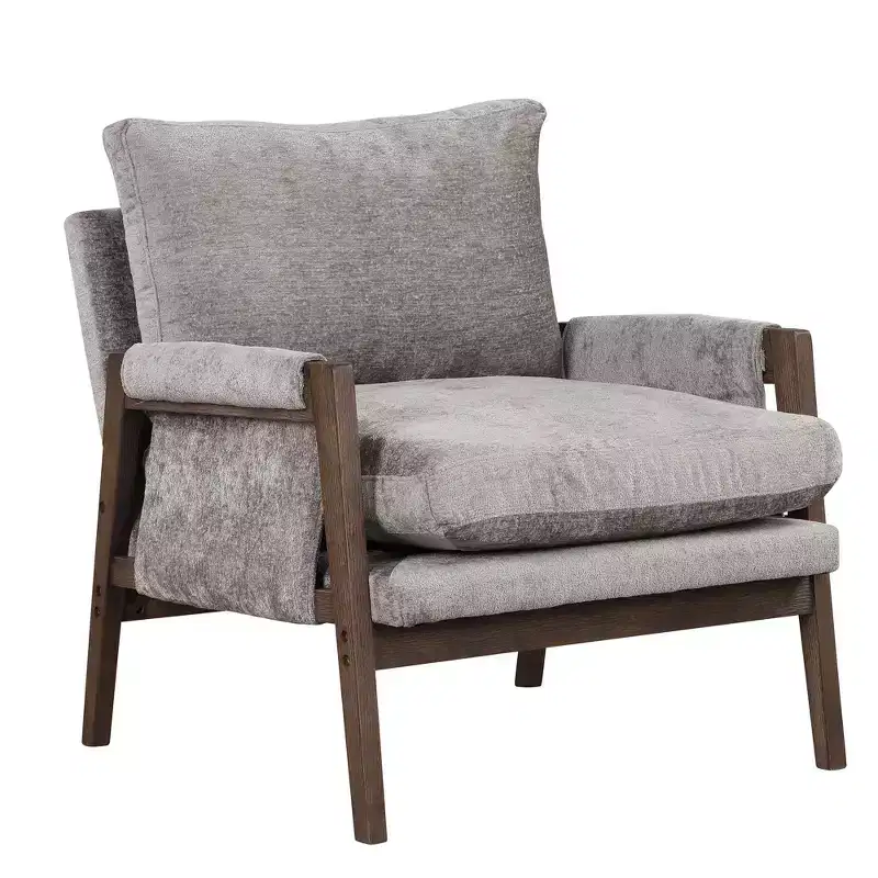 Okak Mid-Century Modern Velvet Accent Chair,Plush Armchair with Solid Rubber Wood Frame for Living Room,Bedroom,Office