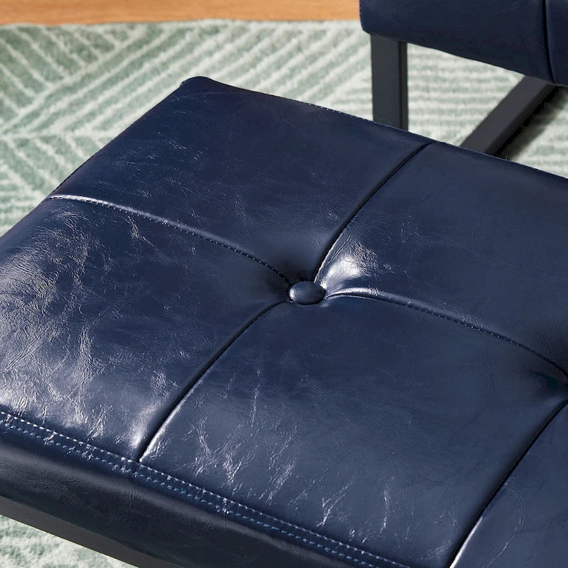 Glitzhome Modern PU Leather Tufted Accent Chair with Ottoman Set