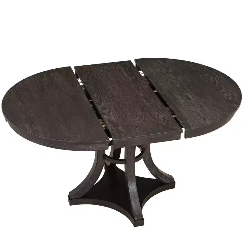 Merax Stylish 5-Piece Retro Dining Set with Extendable Round Table & 4 Upholstered Chairs