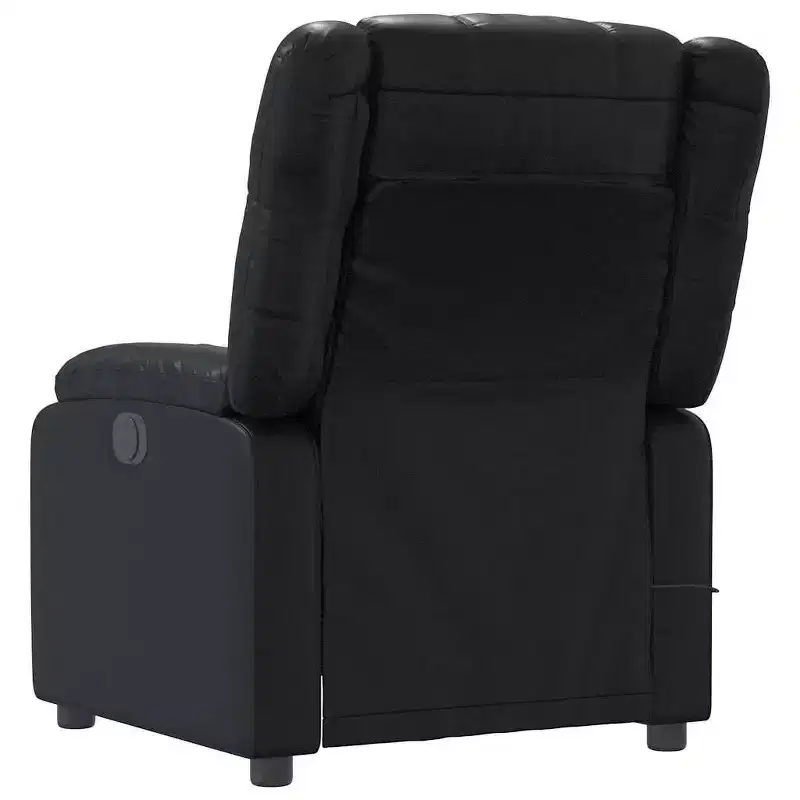 vidaXL Massage Recliner Chair, Adjustable Recliner with 6-Point Vibration Massage, Black Leather