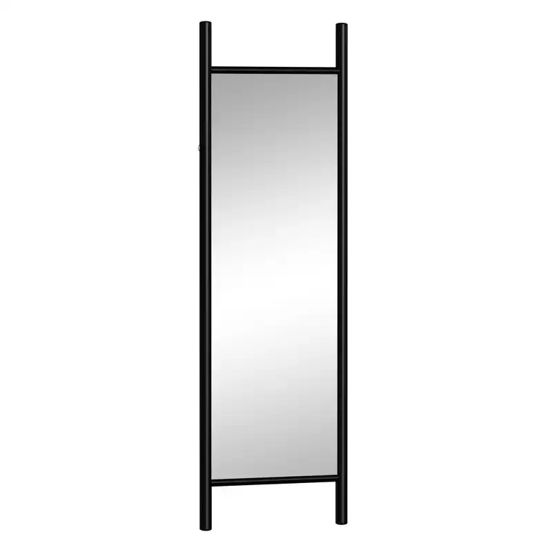 Black Wood Leaning Full-Length Mirror, Rectangle, 1-Person