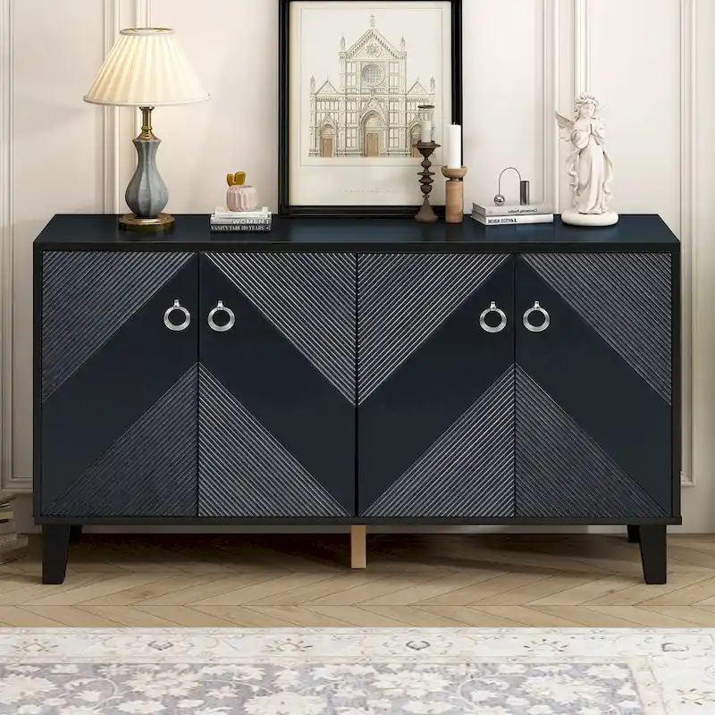 Light Luxury Cabinet Adorned with Geometric Patterns, Suitable for Hallway, Entryway, Living Room