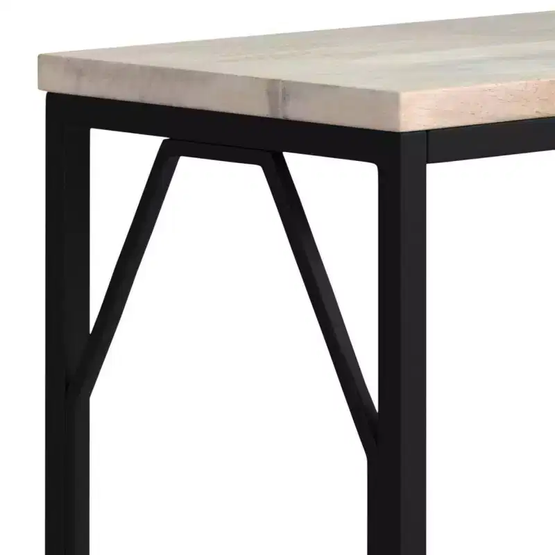 Ebsen Metal and Wood Accent Table White Wash - WyndenHall: Contemporary Rectangle Side Table, Scratch-Resistant