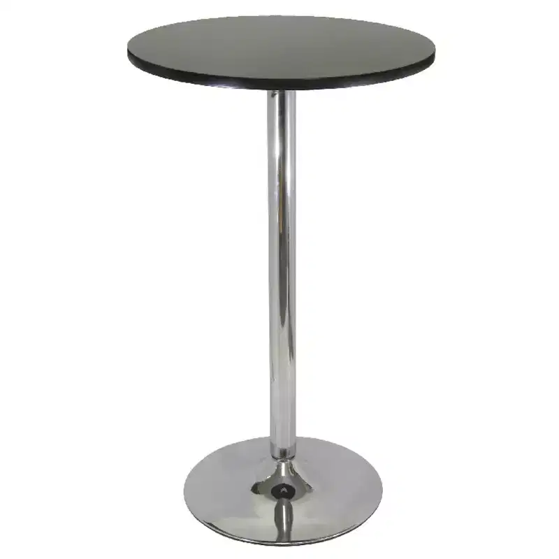 Summit Bar Height Dining Table with Swivel Stools Metal/Black/Bright Chrome (3 Pieces)