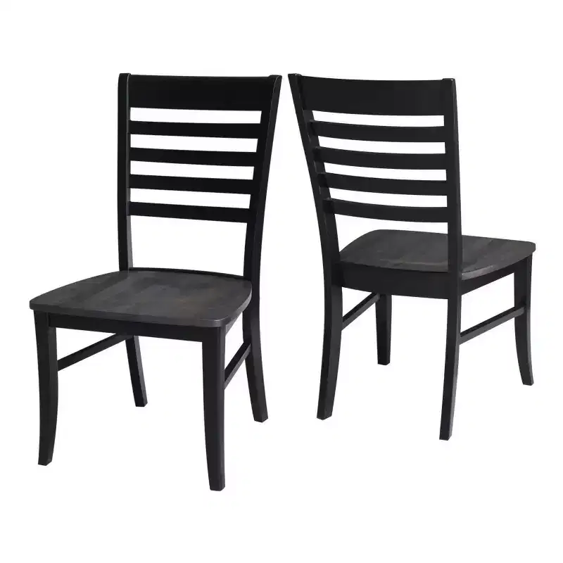 Set of 2 Cosmo Roma Ladderback Chairs Coal Black/Black - International Concepts