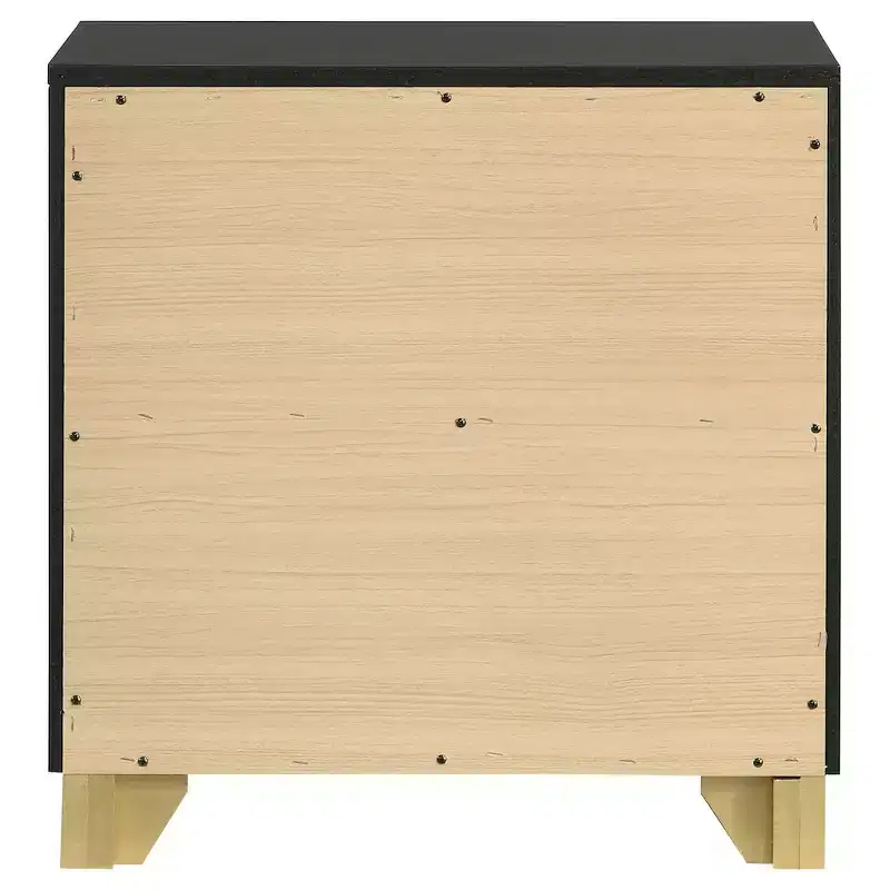 Black & Gold 2-Drawer Nightstand – Single
