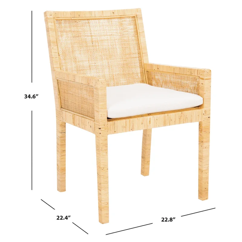 SAFAVIEH Almira Coastal Accent Chair with Cushion - 22.8 W x 22.4 L x 34.6 H - 23Wx22Dx35H