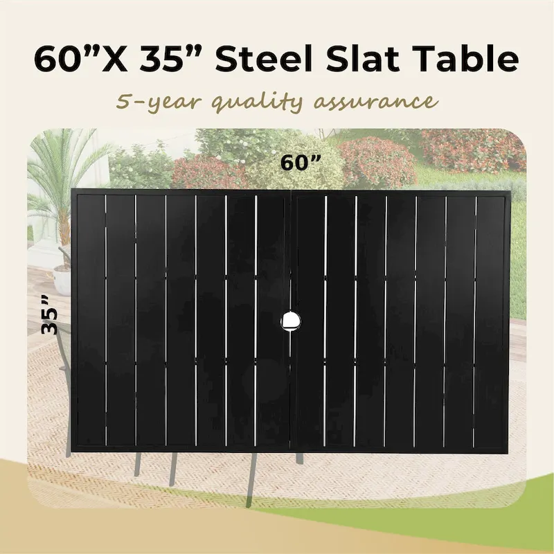 MAISON ARTS 7 Pieces Patio Dining Set, 6 x Swivel Dining Chairs with Cushion and 1 Metal Table with 2.6 Umbrella Hole