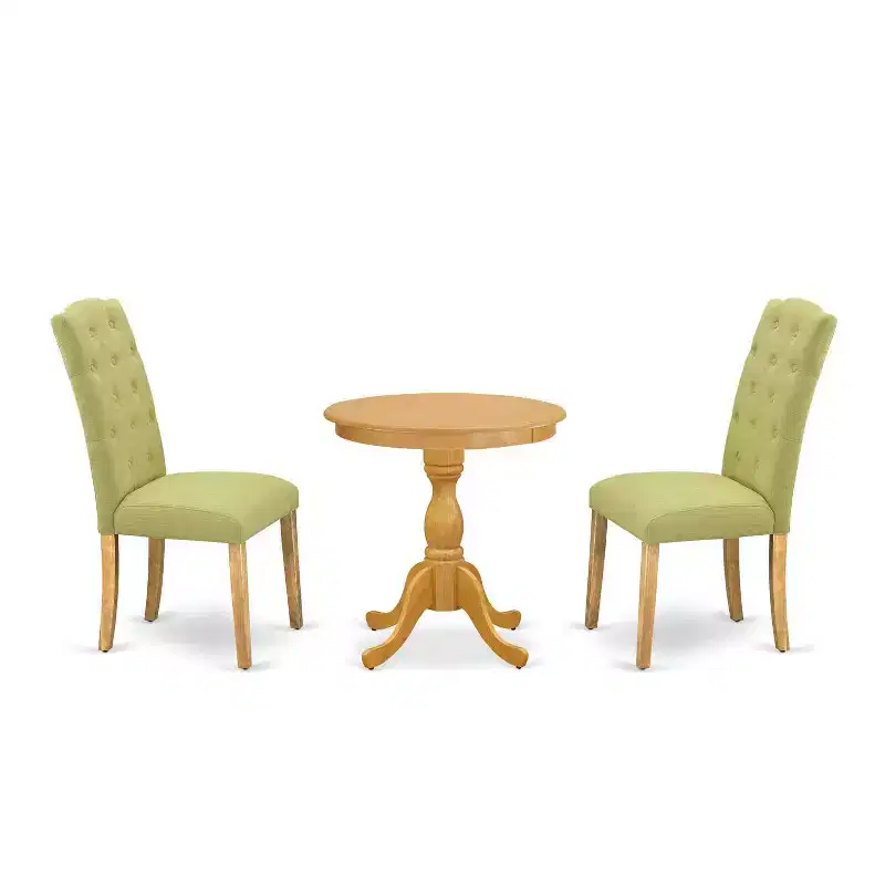 3-Piece Natural Oak Finish Solid Wood Top - Dining Room Set - Seats 4