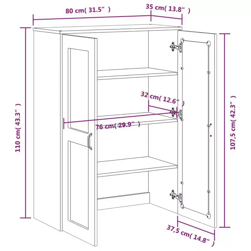 Wood Composite Highboard Cabinet 31.5''W x 43.3''H x 13.8''D