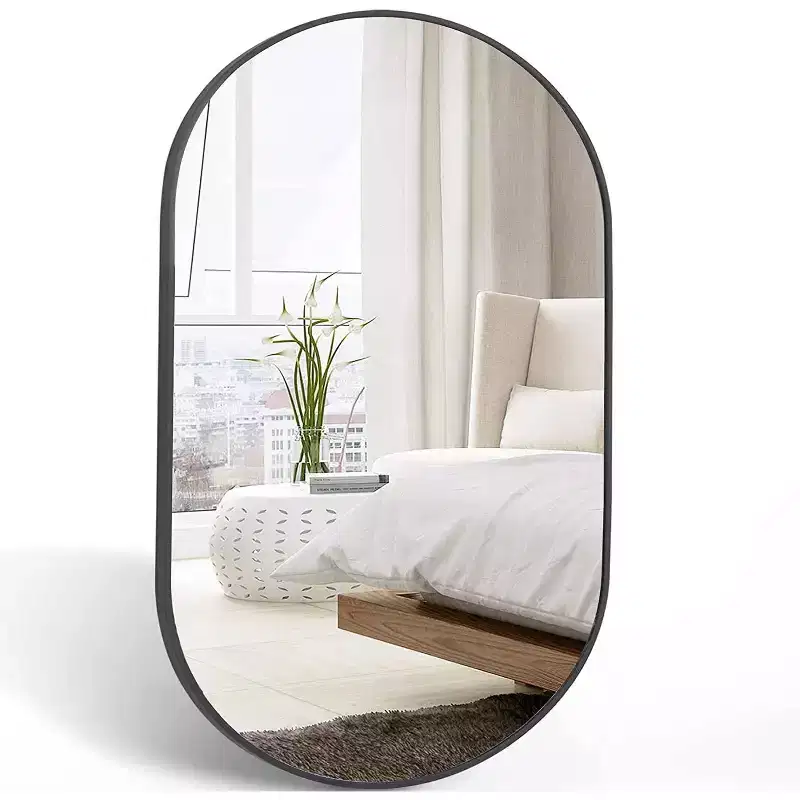 MAYEERTY Metal Oval Decorative Wall Mirror Black 20x28