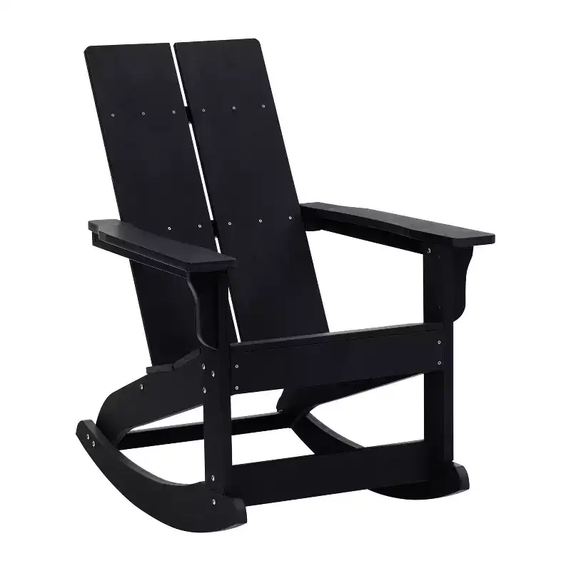 Emma and Oliver Modern All-Weather Poly Resin Adirondack Rocking Chair for Indoor/Outdoor Use